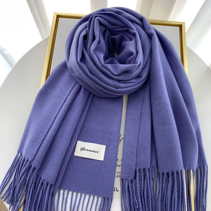 Solid Color Faux Cashmere Scarf for Women, Annual Meeting Red, High-End Feel, Spring and Autumn Woven Neck Scarf, Korean Style Versatile Artistic Warm Shawl