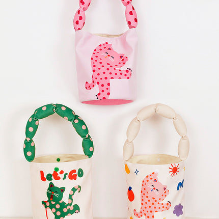 Autumn and Winter Cotton Shoulder Strap Bucket Bag Daughter Children's birthday gift kindergarten gift handbag cute lunch box bag