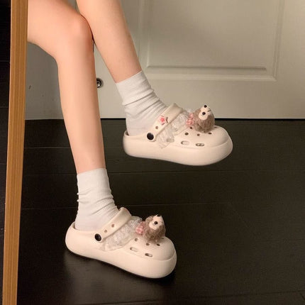 Breathable Non-Slip Clogs for Women, Summer Outdoor Wear, 2026 New Cartoon Shirley Rose Cute Beach Thick-Soled Closed-Toe Slippers