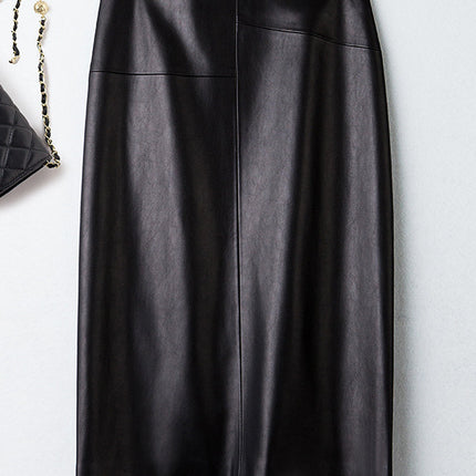 Haining Leather Skirt for Women 2025 Autumn and Winter New High-Waisted Slimming Mid-Length Pencil Skirt Made of Sheepskin Wholesale