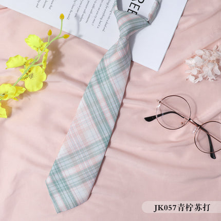 jk Japanese Style Plaid Women's Collar Flower Black Tie Collar String College Style Ribbon Bow Shirt ins Sailor Suit