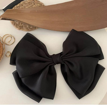 Summer big bow ribbon hairpin women's high-grade back head top clip spring clip hairpin clip hair accessories 17cm