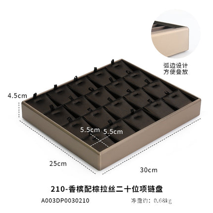 Jewelry Display Tray for Jade and Jewelry, Brown Stacking Tray for Bracelets and Rings