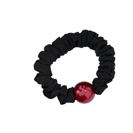 Cross-border export high-grade New Year red this year round pearl hair ring high ponytail rubber band ball hair rope hair accessories