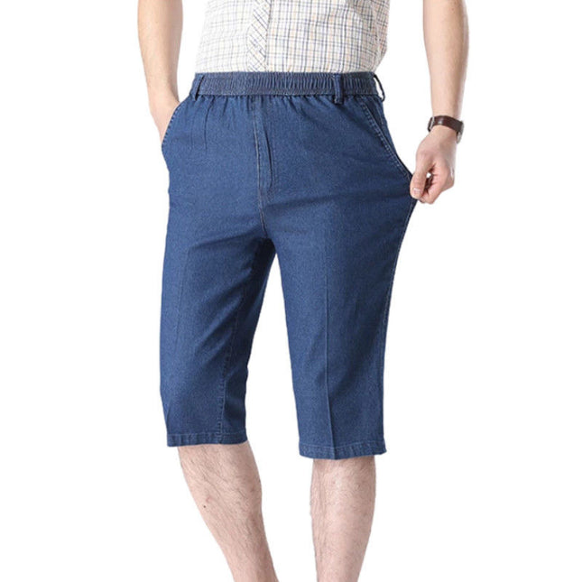 Elastic Waist Men's Straight Stretch Denim Men's Pants Loose Middle-aged Men's Casual Pants Middle-aged Men's Jeans
