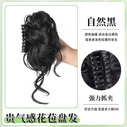 Dirty Flower Bud Wig Grab Disc Hair Ball Head Artifact Simulation Hair Internet Red High Cranial Top New Chinese Style Wig Ring