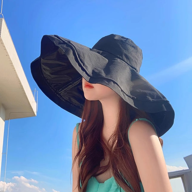 New Sun Protection Hat for Women in Summer, Uv Protection, Casual and Versatile Vinyl All-Round Oversized Brim Sun Protection Hat