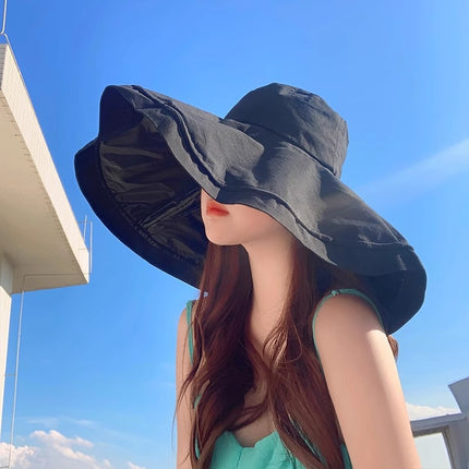 New Sun Protection Hat for Women in Summer, Uv Protection, Casual and Versatile Vinyl All-Round Oversized Brim Sun Protection Hat