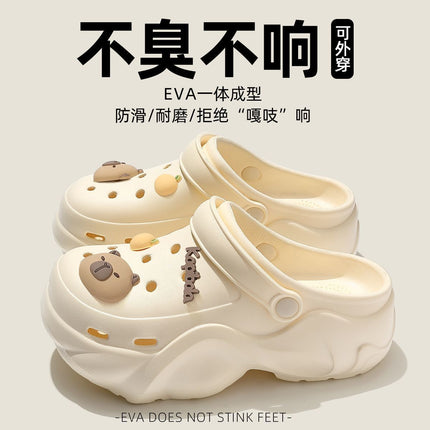 Thick-Soled Croc Shoes Women's Outerwear Summer 2025 New Beach Seaside Baotou Eva Sandals and Slippers Lightweight and Soft Elastic