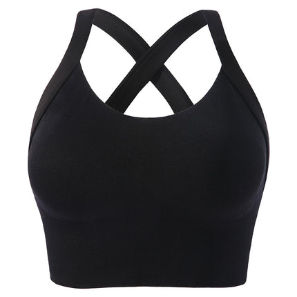 European and American Foreign Trade Sports Bra for Women, Color-Blocking Running Shockproof Yoga Vest, Wireless Push-Up Anti-Sagging Bra