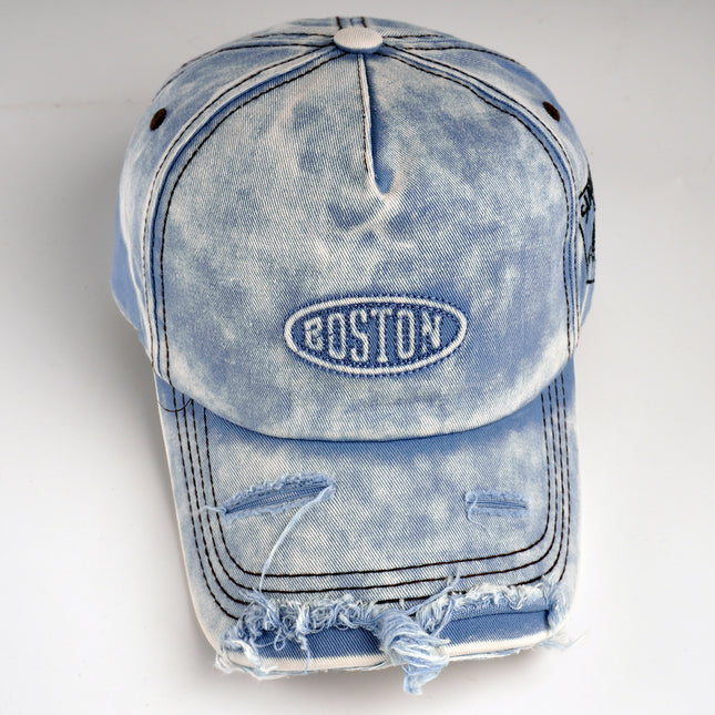 Korean Trendy Brand Lettered Ripped Denim Baseball Cap, Unisex, Fashionable and Versatile, Makes the Face Look Smaller