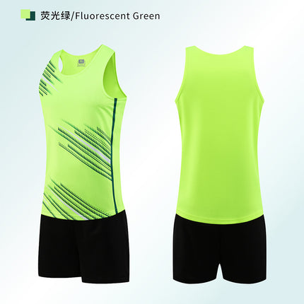 Track and Field Clothing Set Customized Men's and Women's Flat-Leg Sleeveless Vest Track and Field Training Competition Team Uniform Printed Marathon Clothing