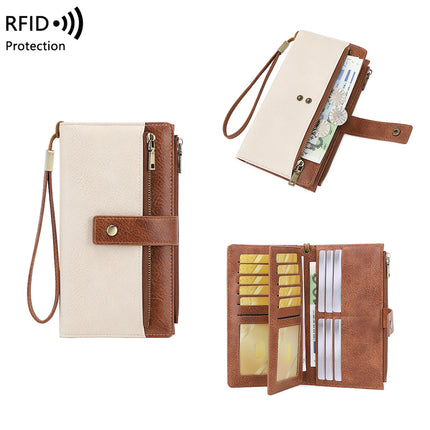 Cross-Border New Rfid Anti-Magnetic Women's Wallet with Multiple Card Slots 70% off Long Wallet European and American Retro Fashion Clutch Bag