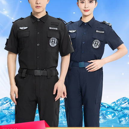Summer Security Quick-Drying Work Clothes Short-Sleeved Thin Black Suit Long-Sleeved Uniform Guard Property Security Training Clothes