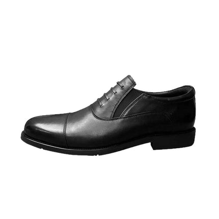 Formal Business Leather Shoes for Men, Soft-Soled Three-Joint Men's Black Interview Security Shoes, Work Military Shoes with Rubber Soles