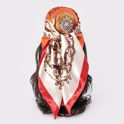 Spring and Autumn New Large Square Scarf Large Silk Scarf Decorative South Korea All-match Women's Scarf Headscarf Scarf Chic Style Hair Belt Art