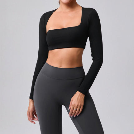 2025 Brushed Shawl Long-Sleeved Yoga Wear for Women Outdoor Running Sports Vest T-Shirt Fitness Quick-Drying Top