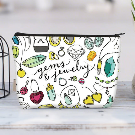 Cross-border Hot Selling Printed Canvas Cosmetic Bag Women Clutch Bag Student Zipper Pencil Case Wholesale Large Capacity Storage Bag