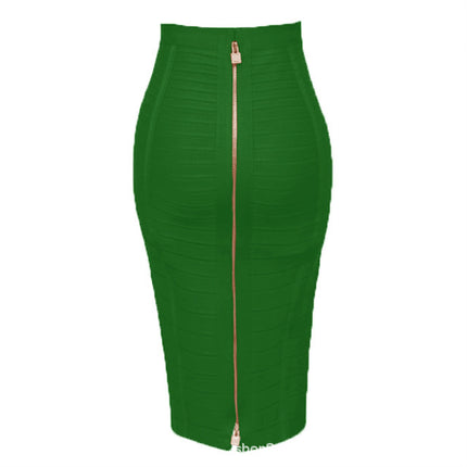 Amazon Aliexpress Best-Selling 16-Color Bandage Skirt Stripesd Zipper Double-Open Sexy High-Waist Hip Skirt Skirt
