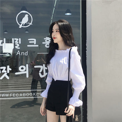 23 high waist casual A- line black slimming leggings chubby girl new wide leg hot pants shorts women's thin autumn clothes 20