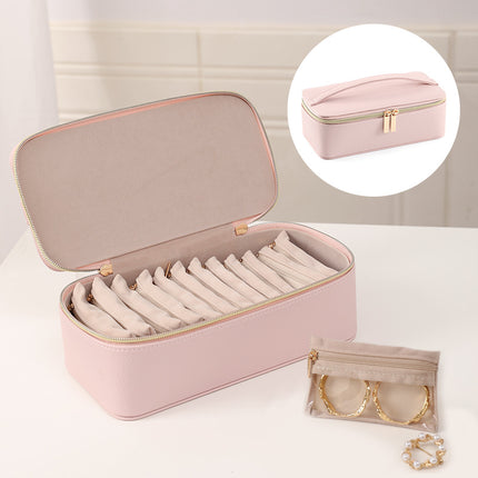 Portable 12-piece Jewelry Box Earrings Ring Bracelet Watch Necklace Storage Box Travel Storage Bag Cross Border
