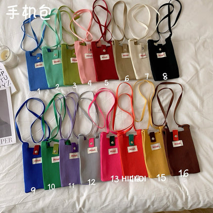 Dopamine mini phone bag for women spring and summer fashionable new ins simple shoulder messenger bag solid color small change bag