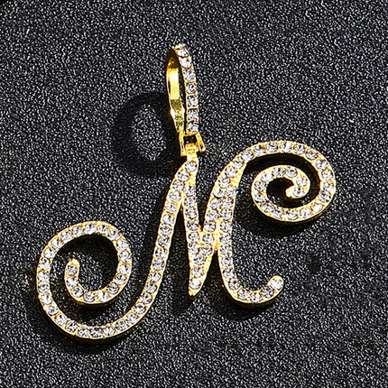 Foreign trade popular products full diamond hip hop jewelry grass letter pendant melon seed buckle Cuban chain accessories Amazon exclusive
