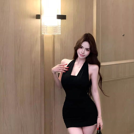 Backless Halter Neck Strap Dress for Women, Summer Sexy Tight Bodycon Dress, Unique and Beautiful Waist-Cinching Strapless Dress