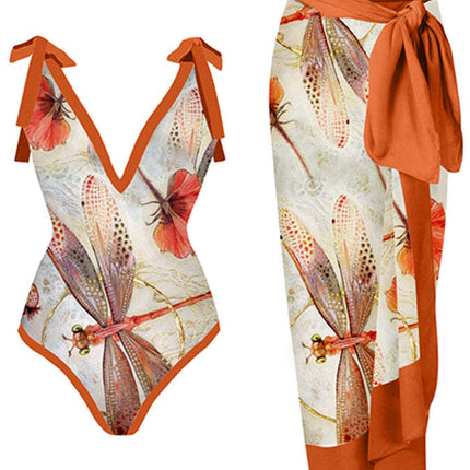 Cross-border New European and American Women's one-piece Swimsuit Sexy Printed Two-piece Skirt Hot Swimsuit Bikini suit