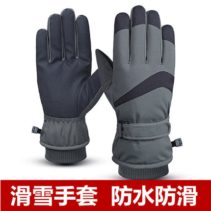 Thermal gloves men's winter outdoor riding takeaway motorcycle windproof waterproof fleece-lined non-slip touch screen ski gloves