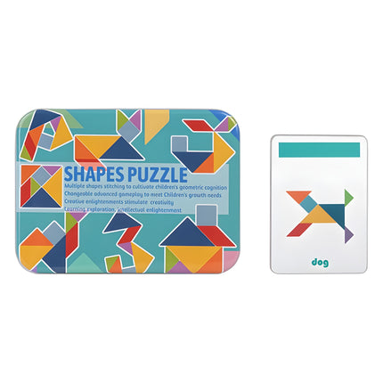 Iron Boxed Intelligence Puzzle Multifunctional Creative Children's Early Education Educational Toys Kindergarten Teaching Aware Wooden Tangram