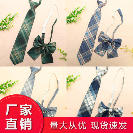 JK Uniform Accessories Non-Tie College Style Plaid Tie Collar Flower suit Flat Corner Bow Tie Feather Root Small Thing with Korean Style
