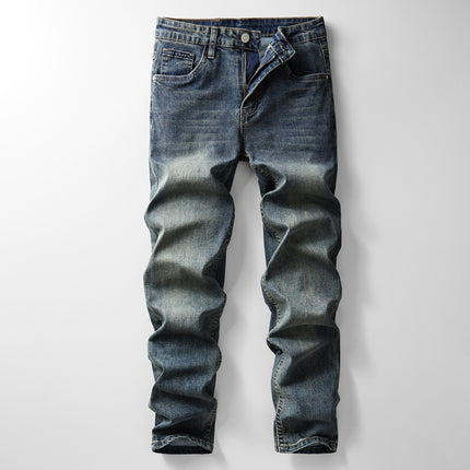 2024 autumn and winter new fashion brand American Denim suit men's classic simple Joker washed elastic Denim