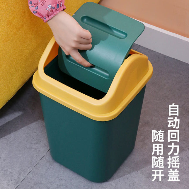 Trash can household large capacity cracker type living room kitchen bathroom with lid office plastic trash basket wholesale