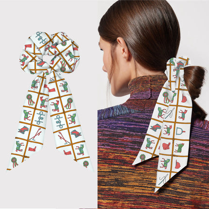 French Spring New Plaid war horse twill silk women's all-match decorative ponytail hair tie hair band hair tie hair accessories