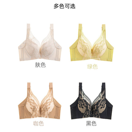 Outer expansion bra plus size thin Cup underwear soft steel ring anti-drooping adjustable small bra comfortable breathable four breasted
