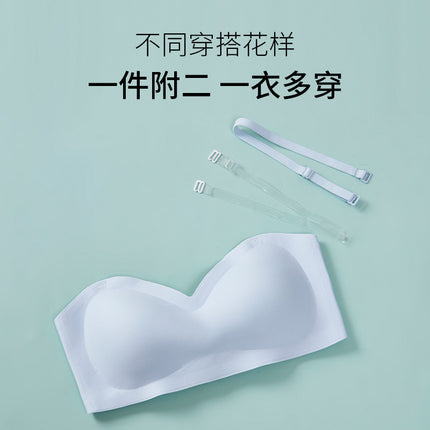 seamless rimless one-piece fixed cup strapless gathered non-slip anti-light invisible underwear women's tube bra bra