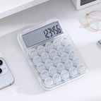 Transparent mechanical button calculator silent model 817air white