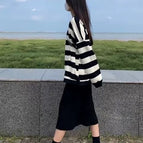 Striped top + skirt two-piece set / S