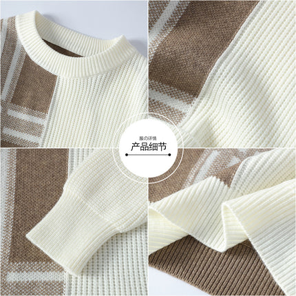 Round Neck Pullover Men's Casual Sweater Casual Color Matching Youth Bottoming Sweater Sweater Trendy Men's Clothing Drop Shipping