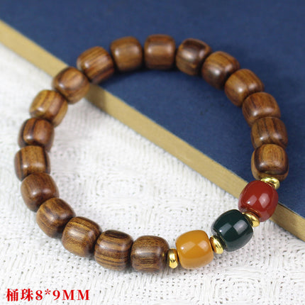 Multi-treasure beads bracelet luminous bamboo bead bracelet women's literary and artistic small fresh jewelry ebony sandalwood green sandalwood rosewood