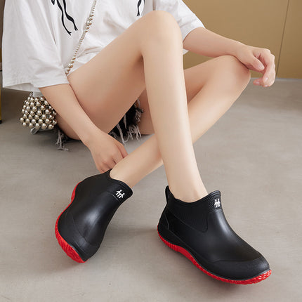 Korean Style New Arrival Short Rain Boots Women's Waterproof Non-Slip Women's Rain Boots Kitchen Water Boots Adult Thick-Sole Wear-Resistant Rubber Shoes