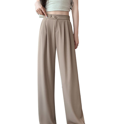 Black wide-leg pants women's pants spring and summer new draping mop pants women's casual pants straight suit pants women's pants