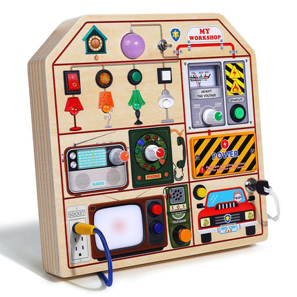 Children's Montessori Early Education Simulation Driving Steering Wheel Digital Switch Light Sound Busy Board Science and Education Aids Educational Toys