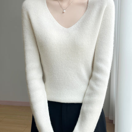 High-End Seamless V Neck Knitwear, First-Line Garment Technology Without Side Seams, Slimming Look Layering Artifact, Direct Supply from the Manufacturer