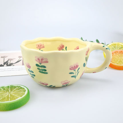 Cross-border can be labeled hair girl heart pinch strawberry fruit coffee cup afternoon tea ceramic cup cute coffee cup