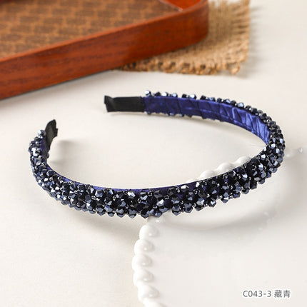 New Style Chanel Style Hair Hoop Women's High-end Sense Four-row Crystal Hair Accessories Sweet Girl's Presswith Hair Stamp Handmade Beaded Headband