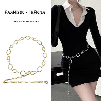Metal Belt Women's Ins Style Decoration with JK Skirt Suit Sweater Chain Waist Chain Trendy Waist Accessories Thin Belt