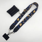 Blue leopard print shoulder strap silver hook + coin purse + spacer