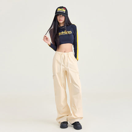 American wide-leg overalls women's autumn and winter 2024 new straight tube loose high waist sagging slim sports casual pants